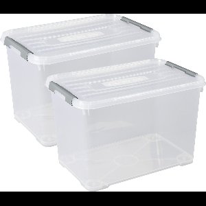 Curver Handy+ Opbergbox - 65L - 2 stuks - Transparant met deksel