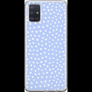 Hoesje geschikt voor Samsung Galaxy A51 - Paars lila stippen - Soft Case - TPU - Gestipt - Paars - Mooie Telefoonhoesjes