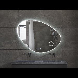 Mawialux LED Badkamerspiegel - 120x90cm - Bluetooth - Speakers - Digitale klok - Dimbaar - Asymmetrisch - Horizontaal - Verwarming - Touchscreen - Josie plus