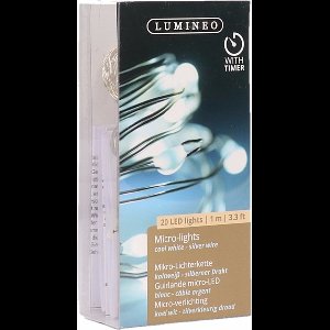 Lumineo draadverlichting - 6x - 20 led lampjes - helder wit - 95 cm - lichtdraad - kerstverlichting