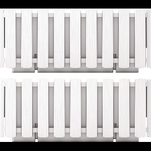 Prosperplast Plantenbak/bloembak Fence look - 2x - kunststof - parel wit - 38 x 18 x 16 cm