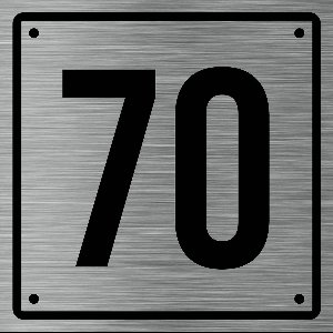 Huisnummerbord 70 - Incl. Schroeven en Pluggen – Acrylaat - 10 x 10 cm - RVS met Zwart