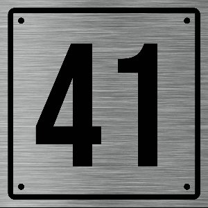 Huisnummerbord 41 - Incl. Schroeven en Pluggen – Acrylaat - 10 x 10 cm - RVS met Zwart