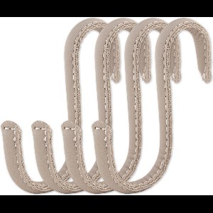 Brute Strength - Leren S-haken - Licht grijs - 4 stuks - 10 cm x 10 mm – Leer - kapstokhaak - Ophanghaken – handdoekhaakjes