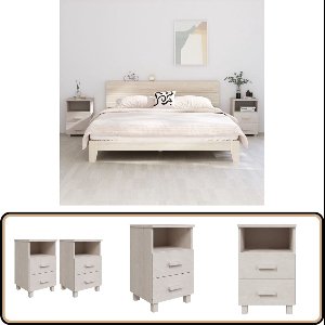 vidaXL Nachtkastjes HAMAR - Set van 2 - Wit Hout Nachtkast - Nachtkastje - Sidetable - Salontafel - Kamerinrichting