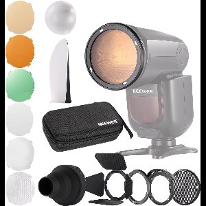NEEWER CRM2 Magnetic Accessories Kit for Round Head Flash Z1-C Z1-N Z1-S Z2-C Z2-N Z2-S Compatible with Godox V1 Speedlites, Including 14pcs Modifier, Diffuser Adapter