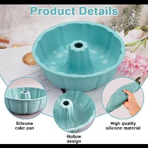 Famanu - Gugelhupfvorm, siliconen, blauw, Ø 25 cm, siliconen taartvorm, anti-aanbaklaag, tulbandvorm, groot, herbruikbaar, voor doe-het-zelf bakken, cake, godengerechten, gelatine, brood