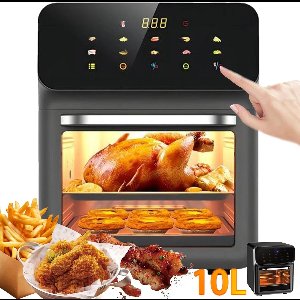 Enkilight- Airfryer- Airfryer oven- Heteluchtoven- Heteluchtoven vrijstaand- Hetelucht oven airfryer- Hetelucht friteuse- 1350 W- 240 V- 10 L- 10 programma's- Led display- In hoogte verstelbaar-Verstelbare grillrack-Zwart-Kijkvenster- Digitale timer