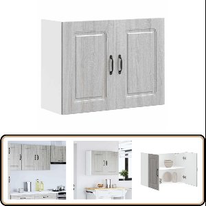 vidaXL Keukenwandkast Kalmar - Grijs Sonoma Eiken Keukenwandkast - Opslagruimte - Houten Kast - Grijze Kast - Sonome Eiken