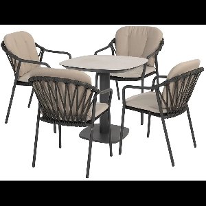 Manolo tafel 75x75x75 cm met 4 Manitoba stoelen Antraciet