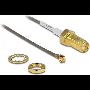 MHF I (v) - SMA (v) kabel - Micro Coax (1,37 mm) - 50 Ohm / grijs - 0,20 meter