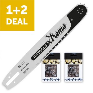 RNtools Kettingzaagblad Xtreme 45 cm 3/8 1.6 mm (0.063") o.a. Stihl + 2x RNtools Zaagketting 3/8 1.6 mm (0.063") 66 schakels