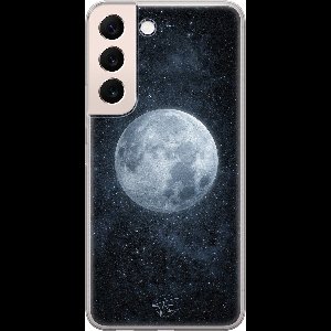 Hoesje geschikt voor Samsung Galaxy S22+ - Maan - Soft Case - TPU - Natuur - Zwart - Mooie Telefoonhoesjes