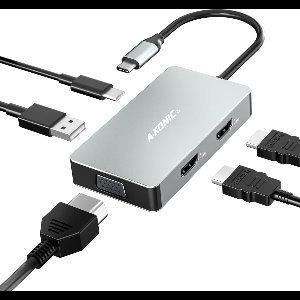 Akonic USB-C Laptop Docking Station 5 in 1 Dual HDMI - USB C PD 100w - Macbook Pro / Air - Thunderbolt 3 - Space