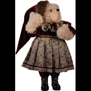 Clayre & Eef Kerstdecoratie Beeld Beer 51 cm Beige Kunststof