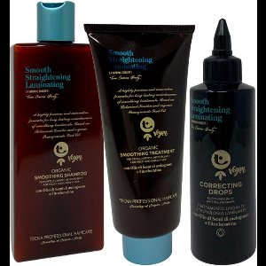 Tecna Smooth Straightening Laminating Organic Smoothing Shampoo 250ml Treatment 200ml Drops 150ml