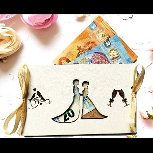 Geld Cadeaukaart Huwelijk V/V - Onbedrukt - 14 Varianten - MDF wit 3mm - Huwelijkscadeau - cadeau envelop - Homohuwelijk kaart - huwelijkcadeau Mrs Mrs - bruiloft cadeau wenskaart huwelijk - trouwerij jubileum cadeau - felicitatie huwelijk geldkaart