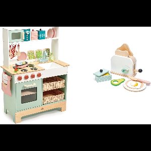 Tender Leaf Toys keukentje inclusief inhoud met extra ontbijt speel set met toaster