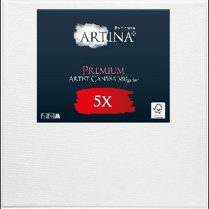 Artina Set van 5 Schildersdoeken 40x40 cm - FSC® Schildersdoek 5 Stuks - Premium Canvas Dubbel Geprimed Spieraam Wit