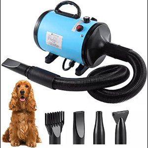 Professionele hondenfohn - 2800W - Instelbare windsnelheid - Instelbare temperatuur - Stil design - Waterblazer voor honden - Met opzetstukken - Blauw/Zwart - Hondenfohn