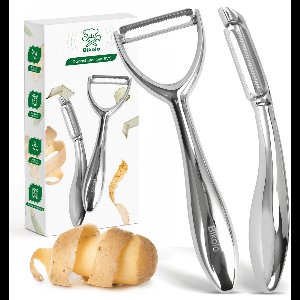Bikolo® Dunschiller Set Roestvrij Staal – Dunschillers - RVS Dunschiller Aardappel - Aardappelschiller - Scherp Gekarteld Roestvrij Staal Mes