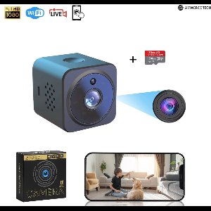 Ammerce Tech® - AS02 - Verborgen camera - Beveiligingscamera - Wifi - Draadloze camera - Mini camera - Beveiliging - Incl 64GB SD - Smart - Spy camera