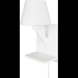 LED Wandlamp - Wandverlichting - Torna Rahat - E14 Fitting - IP20 - Laadstation - Mat Wit - Metaal
