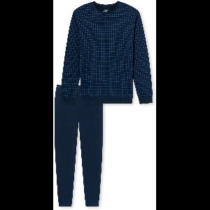 Uncover by Schiesser Lange pyjama manchetten nachtblauw - UNCOVER Heren Pyjamaset - nachtblauw