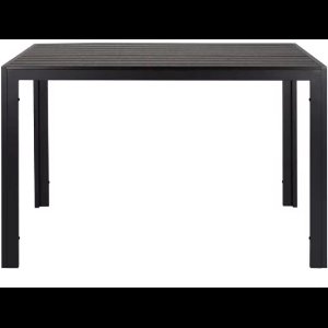 Tuintafel - Buitentafel - Eettafel buiten - Outdoor - Voor Tuin & Terras - Rechthoekige Aluminium Tafel met Metalen Lattenbodem -110x70x73 cm - Zwart
