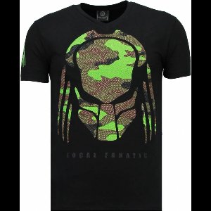Predator - Rhinestone T-shirt - Zwart