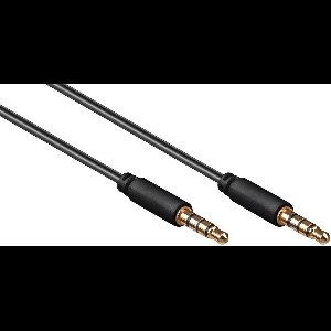 3,5mm Jack 4-polig audio slim kabel AWG28 / zwart - 3 meter