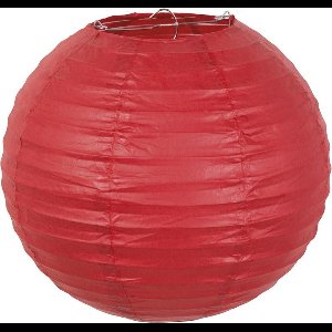18 stuks: Papieren lampion - rood met draadstalen frame - 25cm