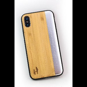 Hoentjen Creatie, Houten TPU case met metaal - iPhone X / XS Bamboe