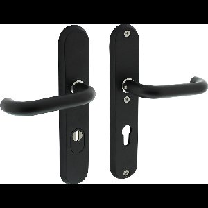 Intersteel Veiligheidsbeslag ovaal met kerntrekbeveiliging profielcilindergat mat zwart 55 mm achterdeurbeslag