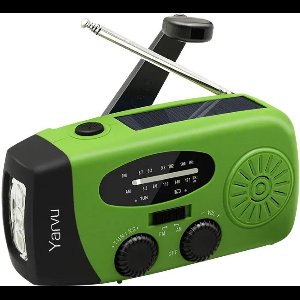 Yarvu ® - 6 IN 1 Noodradio - Opwindbaar + Zonneenergie + Nood Radio Op ingebouwde Batterijen ( Accu ) - Noodpakket Solar - Voor Rampen - Draagbare - FM AM Groen