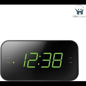 LifeStages - Klokradio - Moderne Klokradio met Alarm - LED Display en FM/AM Radio - Stijlvol en Praktisch voor Woonkamer en Slaapkamer - Zwart