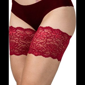 Bandelettes - Model Dolce - Kanten Elastische Dijenbanden - Rood - Maat E - Dáág Schurende Dijen!