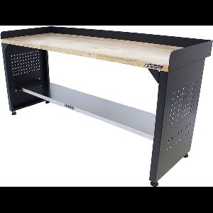 Kraftmeister werkbank 200 cm - Werktafel met eiken werkblad - Zwart