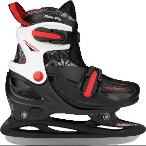 Nijdam IJshockeyschaats - Verstelbaar - Hardboot - Zwart/Wit - Maat 30-33