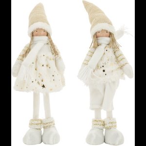 Kind Boy and Girl 2 Assortiment Gold Crème 16x12xH48 cm Polyresin