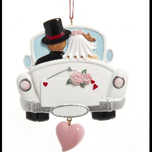 Kersthanger ornament trouwen trouwauto