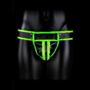 Striped Jock Strap - GitD - Neon Green/Black - L/XL