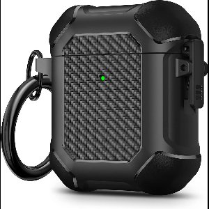Hoesje Geschikt voor Airpods 1/2 Case Zwart Oplaadcase Beschermhoesje Carbon Hard Cover