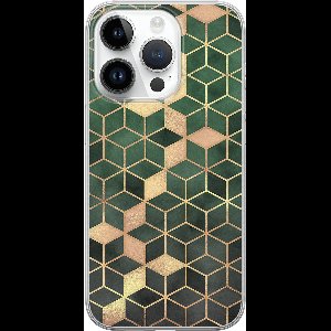 Leuke Telefoonhoesjes - Hoesje geschikt voor iPhone 14 Pro - Groen kubus - Soft case - TPU - Print / Illustratie - Groen