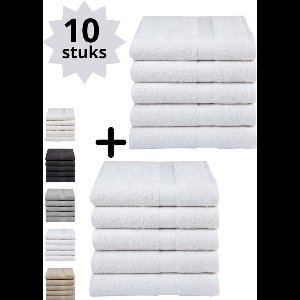 Droomtextiel Handdoeken 50x100 cm - Set van 10 - Hotelkwaliteit - Wit
