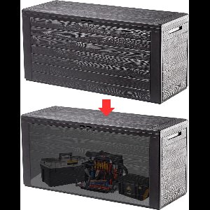 MKSS® Tuinkast - Tuinkist - Tuinkasten voor Buiten - Tuinberging - Kunststof - 120x50x20cm - Zwart met Grijs