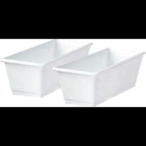 Geli Plantenbak kunststof - Set van 3x stuks - wit - rechthoekig - 40 x 18 x 15 cm - balkonbak/bloembak