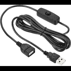 Allecto plus - USB-kabel met aan/uit-schakelaar, USB-stekker naar bus, verlengkabel 200 cm, voor led, kantoor, led-strip, zwart