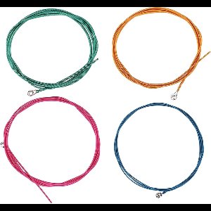 Allecto plus - Kleurrijke metalen snaren voor 4-snaren E-bass, set van 4 snaren