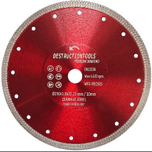 Destructiontools diamant zaagblad 230mm - voor keramische en harde tegels - haakse slijper - droog snijden - asgat 22,23mm | CeraMax Series